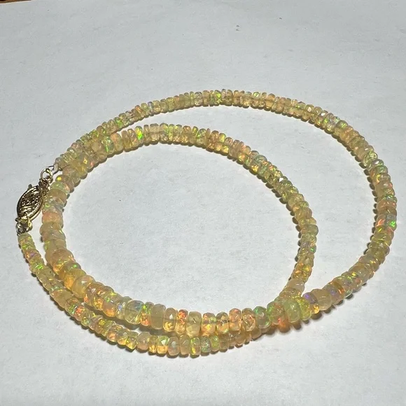 ETHIOPIAN WELO OPAL 16” NECKLACE WITH 14K SECURITY CLASP - Picture 8 of 12